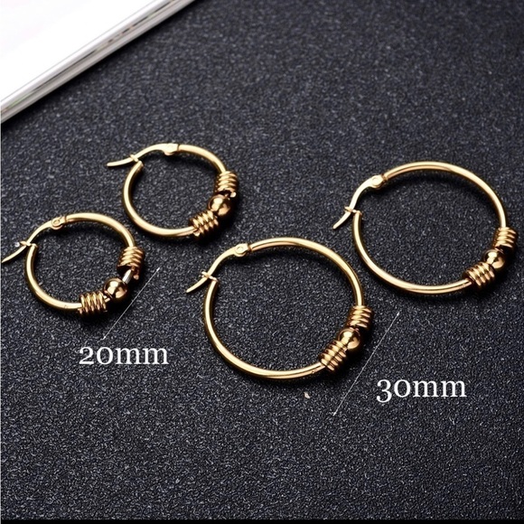 3 For $35 Sterling Silver Beaded Hoop Earrings - Picture 3 of 3